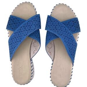 ILSE JACOBSEN HORNBÆK Women Tulip Blue Leather Cross Band Sandals Size 43